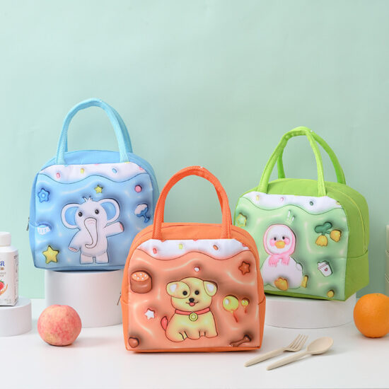 Kids insulated cooler lunch bag with handle and zipper