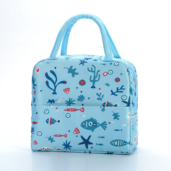 Kids insulated cooler lunch bag with handle and zipper