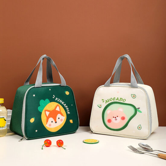 Kids insulated cooler lunch bag with handle and zipper