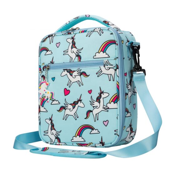 Insulated kids school lunch bag with handle and zipper