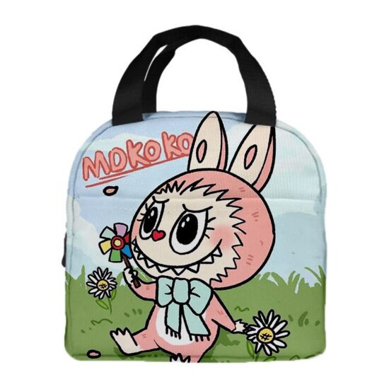 Insulated kids school lunch bag with handle and zipper
