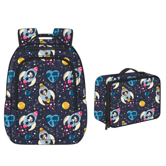 Lunch bag and student backpack set custom design