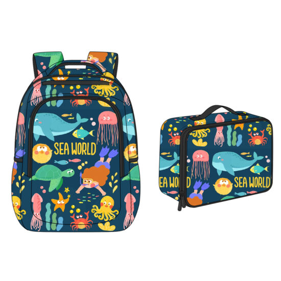 Lunch bag and student backpack set custom design
