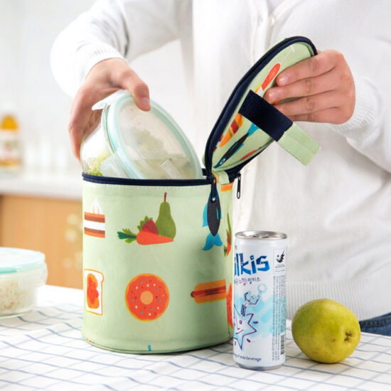 Fashion insulated picnic lunch bag with zipper and handle