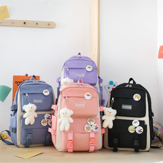 Custom logo waterproof kids backpack set with lunch tote