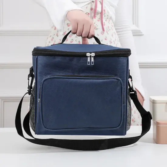 Insulated oxford bento lunch bag for adults with zipper closure
