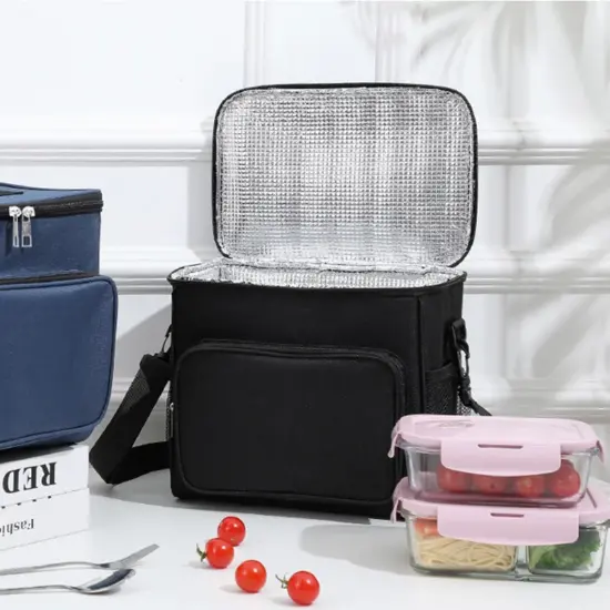 Insulated oxford bento lunch bag for adults with zipper closure