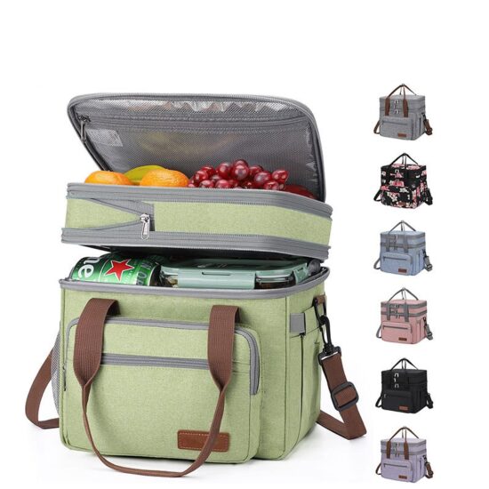 Large capacity insulated tote bag with zipper and handle