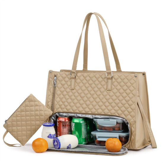 Large capacity insulated tote bag with zipper and handle