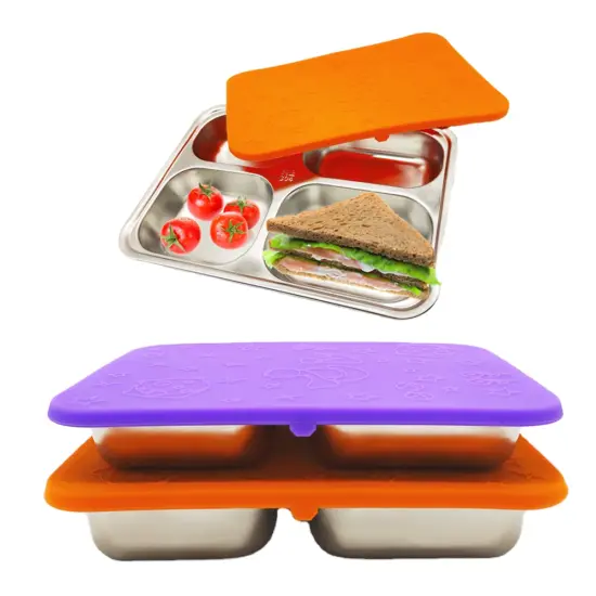 Custom kids lunch box with silicone lid wholesale