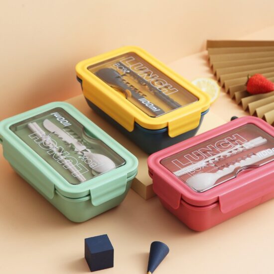 Custom wholesale plastic lunch box with bottle