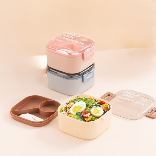 Custom wholesale plastic lunch box with bottle