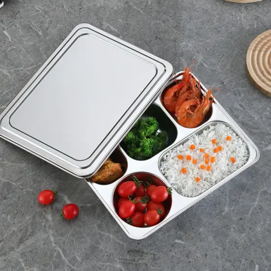 Custom stainless steel 5-compartment bento box wholesale