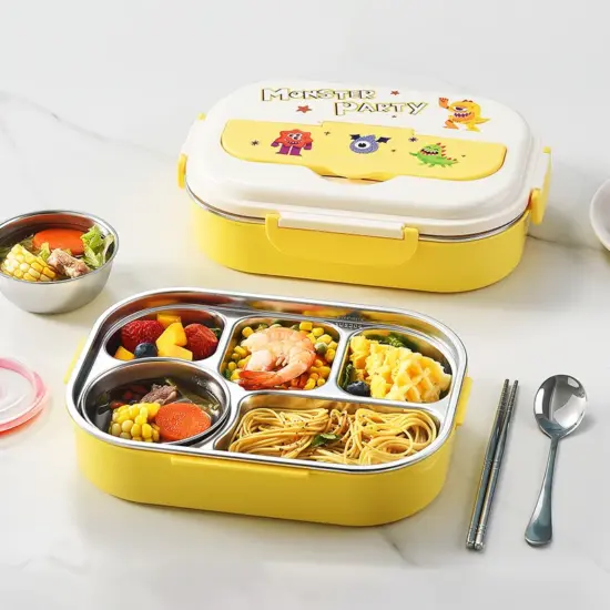 Custom stainless steel 5-compartment bento box wholesale