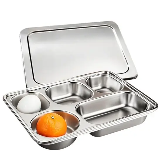 Custom stainless steel 5-compartment bento box wholesale
