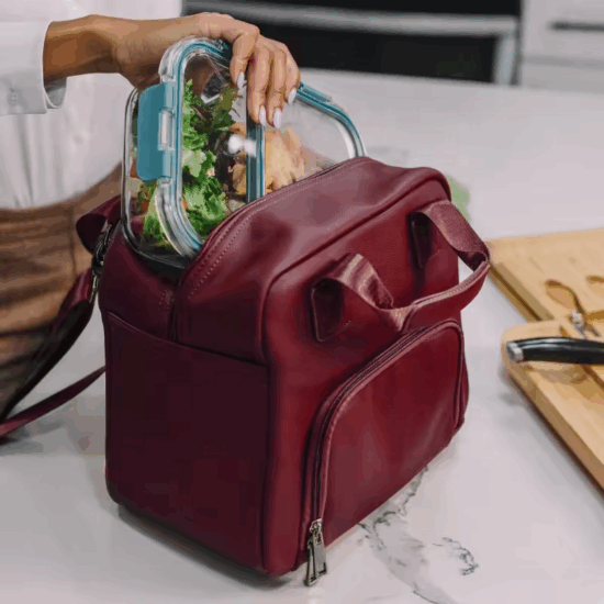 Custom wholesale PU leather lunch cooler tote